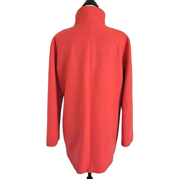 SOLD J. Crew Factory City long Coat Cocoon wool blend Pea coral red winter 10 - Picture 11 of 16